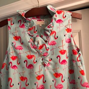 Mud Pie Whitney Sleeveless Flamingo Shirt
